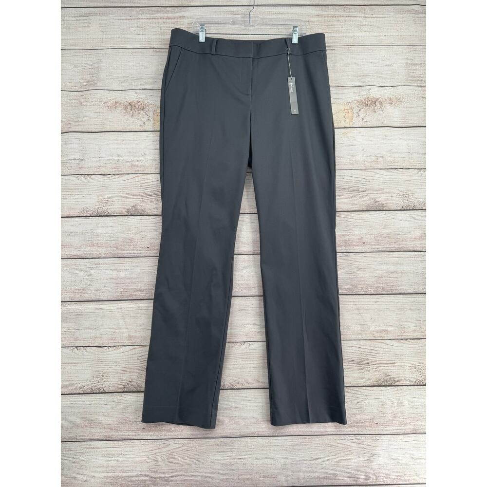 Loft Curvy Straight Dress Pants Womens 14‎ Tall Dark Gray Cotton Blend NEW